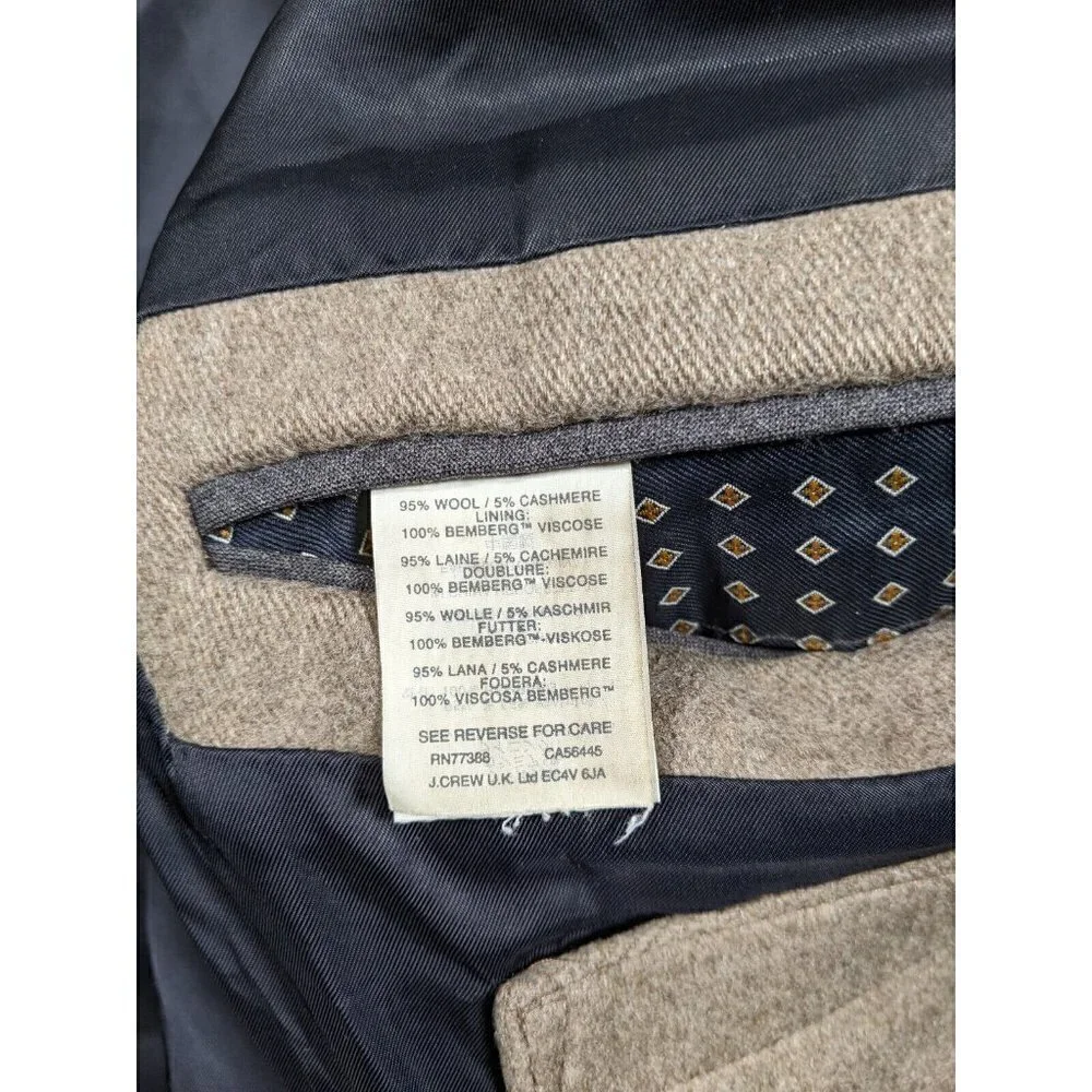 J Crew Ludlow Topcoat Mens 40R Wool & Cashmere Overcoat Long Coat